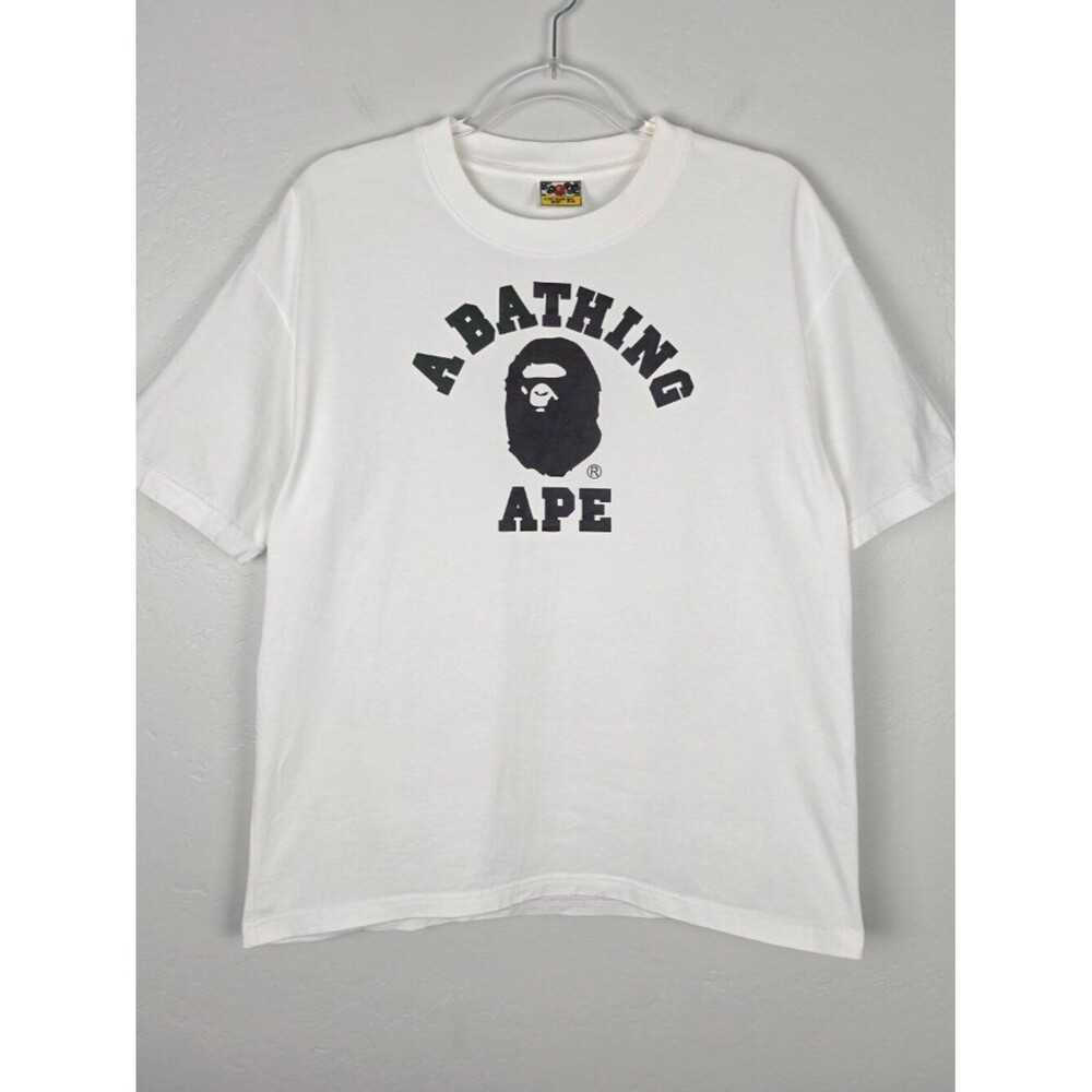 A Bathing Ape Bape Short Sleeve Graphic T-Shirt Cotton White Size XL *read*